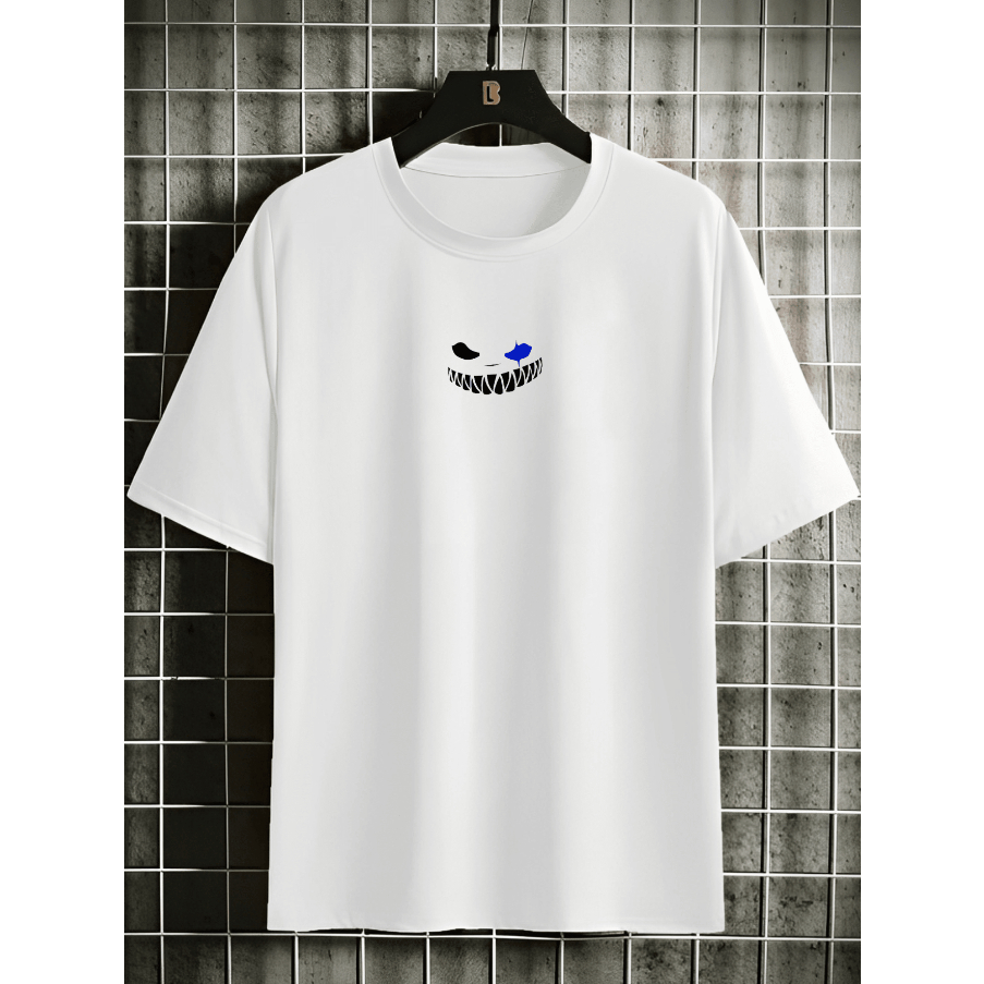 Camiseta Sorriso Evil Monstruoso Oversized Long Line Manga Curta Streetwear Dark