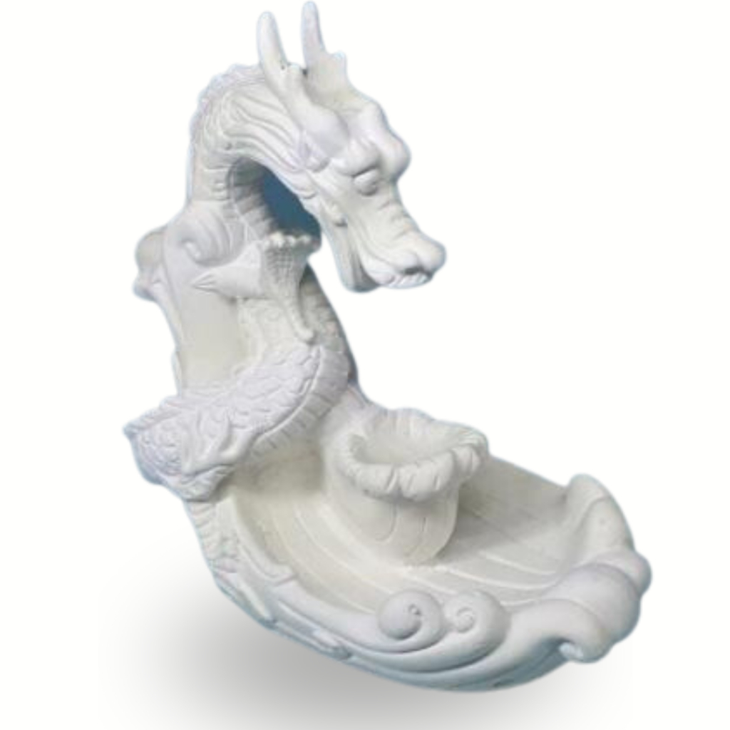 Imagem Porta Incenso Dragão Cascata de Gesso 16CM