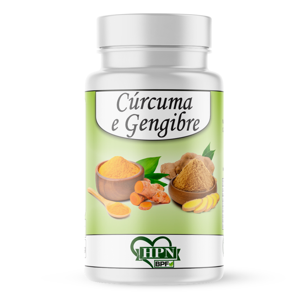 Cúrcuma (açafrão) e Gengibre 100% natural 60 cápsulas/500mg