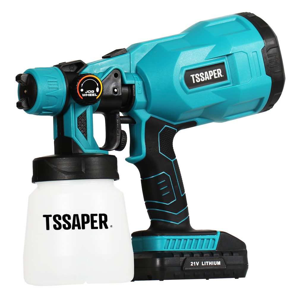 Pistola de pintura tinta sem fio á bateria 21v pulverizador HVLP máquina de pintura bico em metal