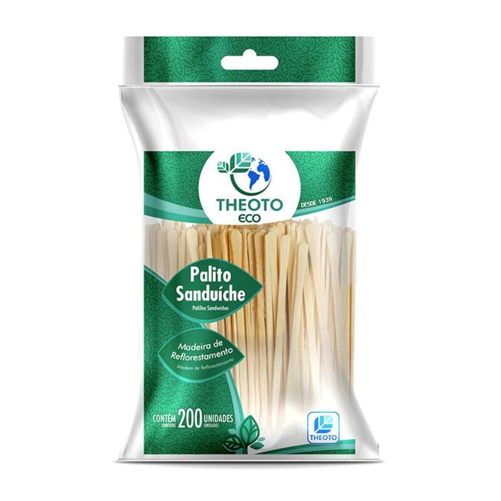 400 Palito Espeto Picks Madeira Hamburguer Baguete Food Sanduiche 9cm