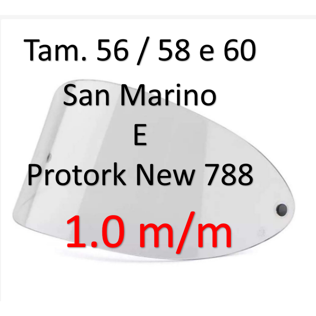 Viseira San Marino e  Protork New 788 p/ capacete tamanho 56/58/60 Cristal 1.0 m/m