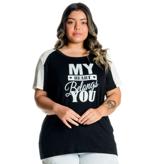 Blusinha Camiseta Blusa Feminina Estampada Moda Plus Size Verão 102501-A