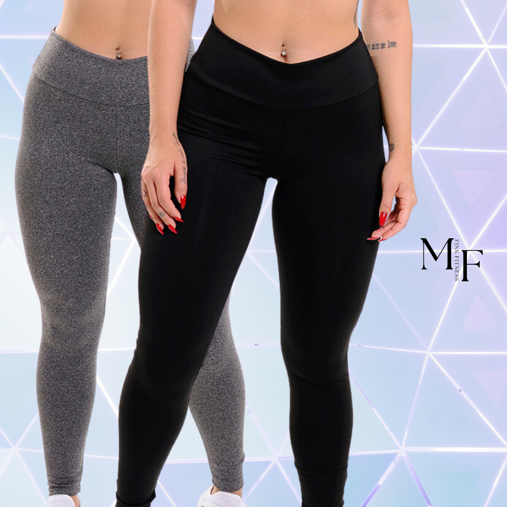 Kit C/ 02 Legging Flanelada Confortável Grossa Calça Leg Peluciada Forrada Por Dentro Costura Reforçada Térmica.