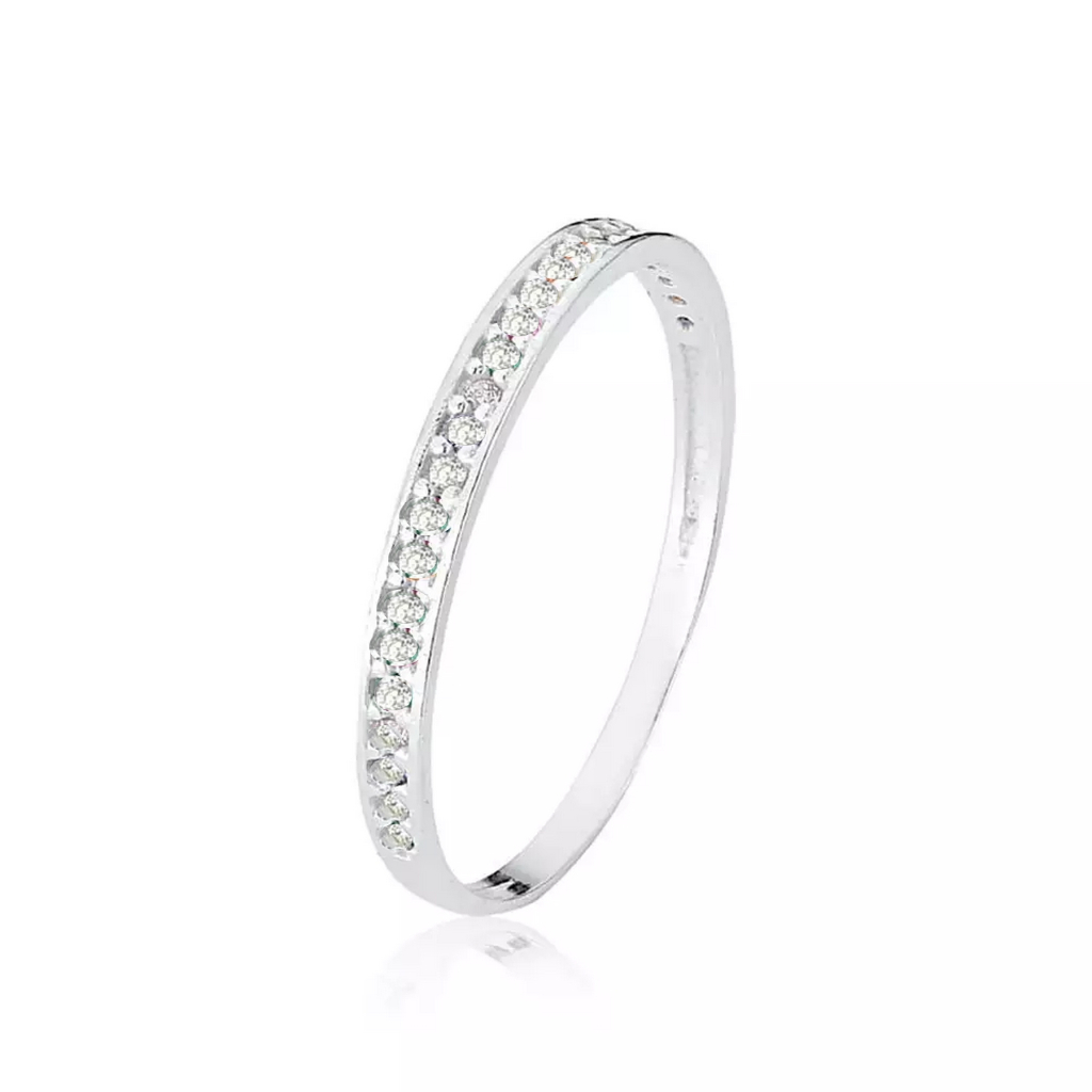 Anel Aparador Meia Aliança 2 mm Cravejado com Pedras em Prata 925 em Oferta na Shopee