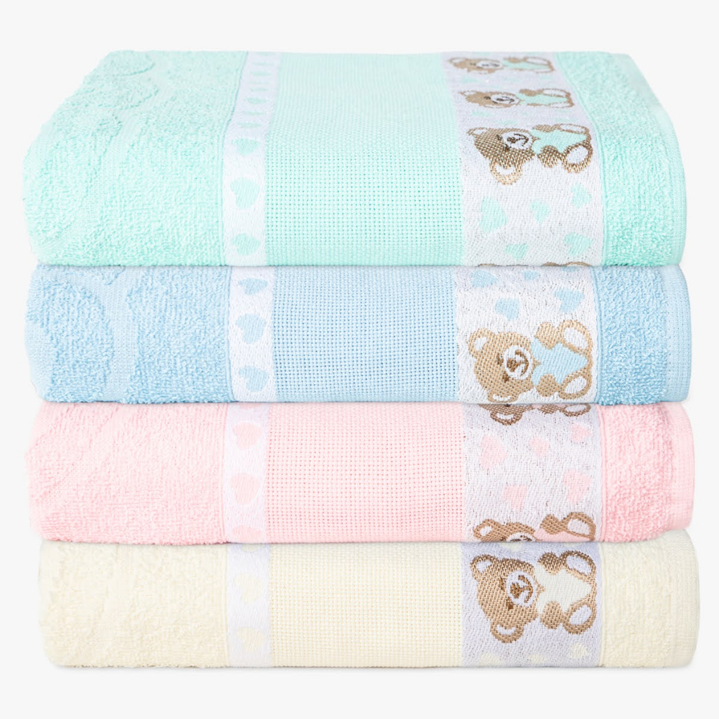 Kit 4 Toalha de Banho Infantil Menino e Menina Kids Para Bordar 100% Algodão - 70x1.10m em Oferta na Shopee