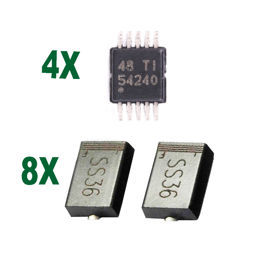 8 pçs Diodo Ss36 60v sk36 + 4 uni Ci Tps54240 Smd Tps 54240 Panasonic 42v