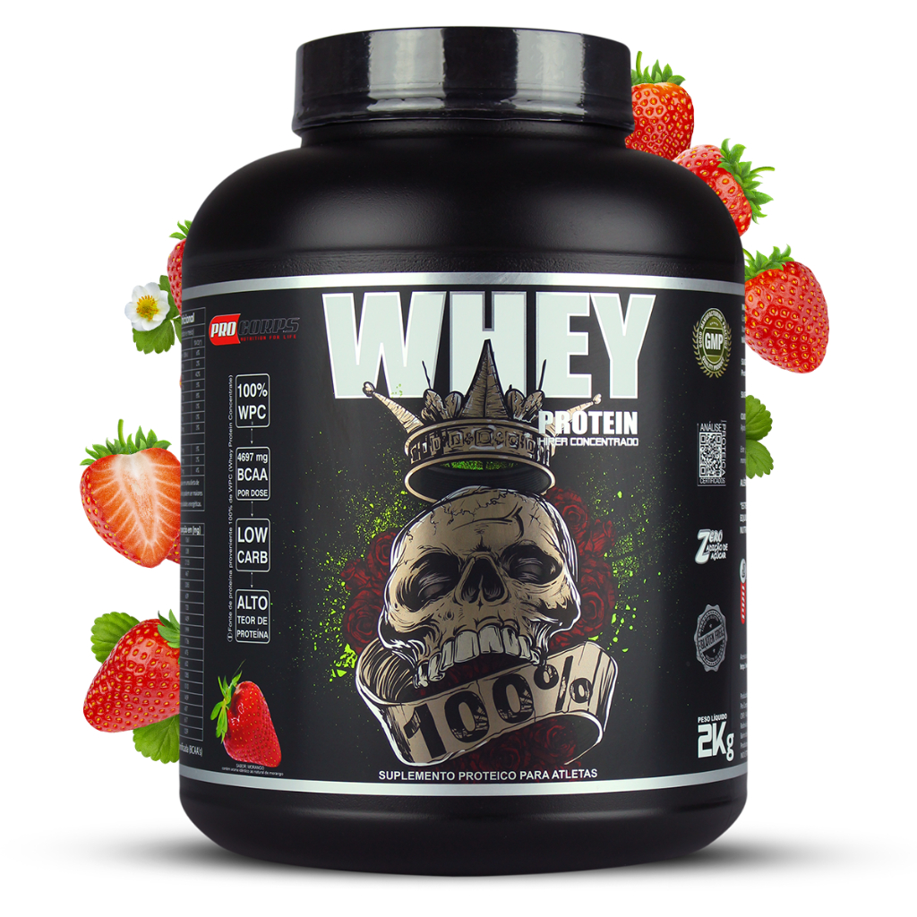 Whey Protein 100% Concentrado 2kg – Alta Proteína Massa Muscular
