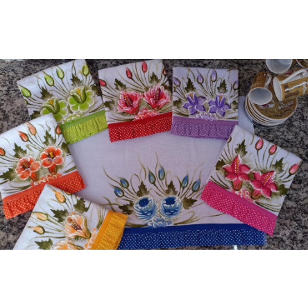 Pano de Prato Pintado a Mão Jogo Semaninha 07 Peças PROMOÇÃO Envio Rápido em Oferta na Shopee