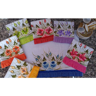 Pano de Prato Pintado a Mão Jogo Semaninha 07 Peças PROMOÇÃO Envio Rápido em Oferta na Shopee