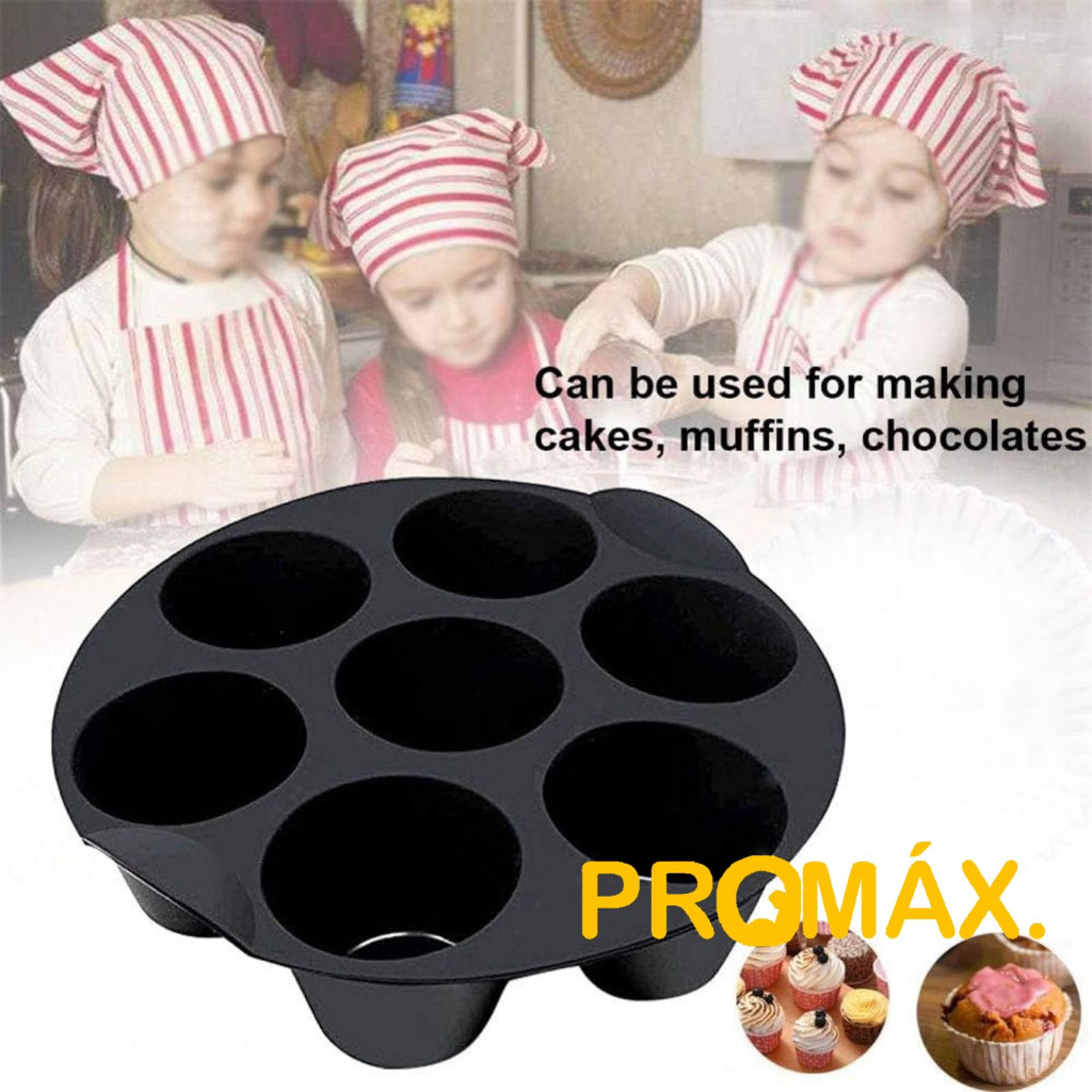 Forma Assadeira silicone Antiaderente para Cupcakes Muffins Mini Bolo com 7 Cavidades Forno e Air Fryer Altas temperaturas até 230C Livre de BPA