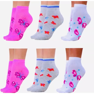 Kit 3 Pares de Meias Soquete Feminina Estampada Cores Estilosas e Delicadas