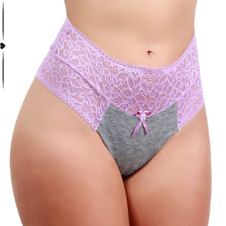 Kit 3 Calcinhas Feminina Cós Alto Lateral Larga Renda Sexy - Amora