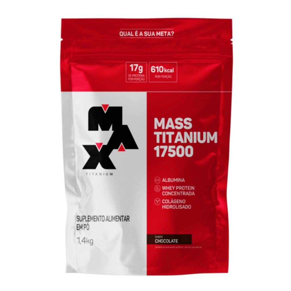 Hipercalórico com albumina Max Titanium Mass Titanium 17500 1,4kg refil