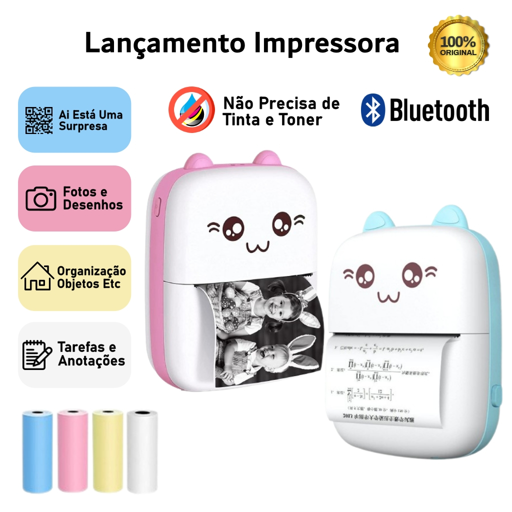 Mini Etiquetadora Impressora Lazer Bluetooth Fotos Anotações Wifi Térmica portátil Rotuladora Meow / Envio em 24 horas