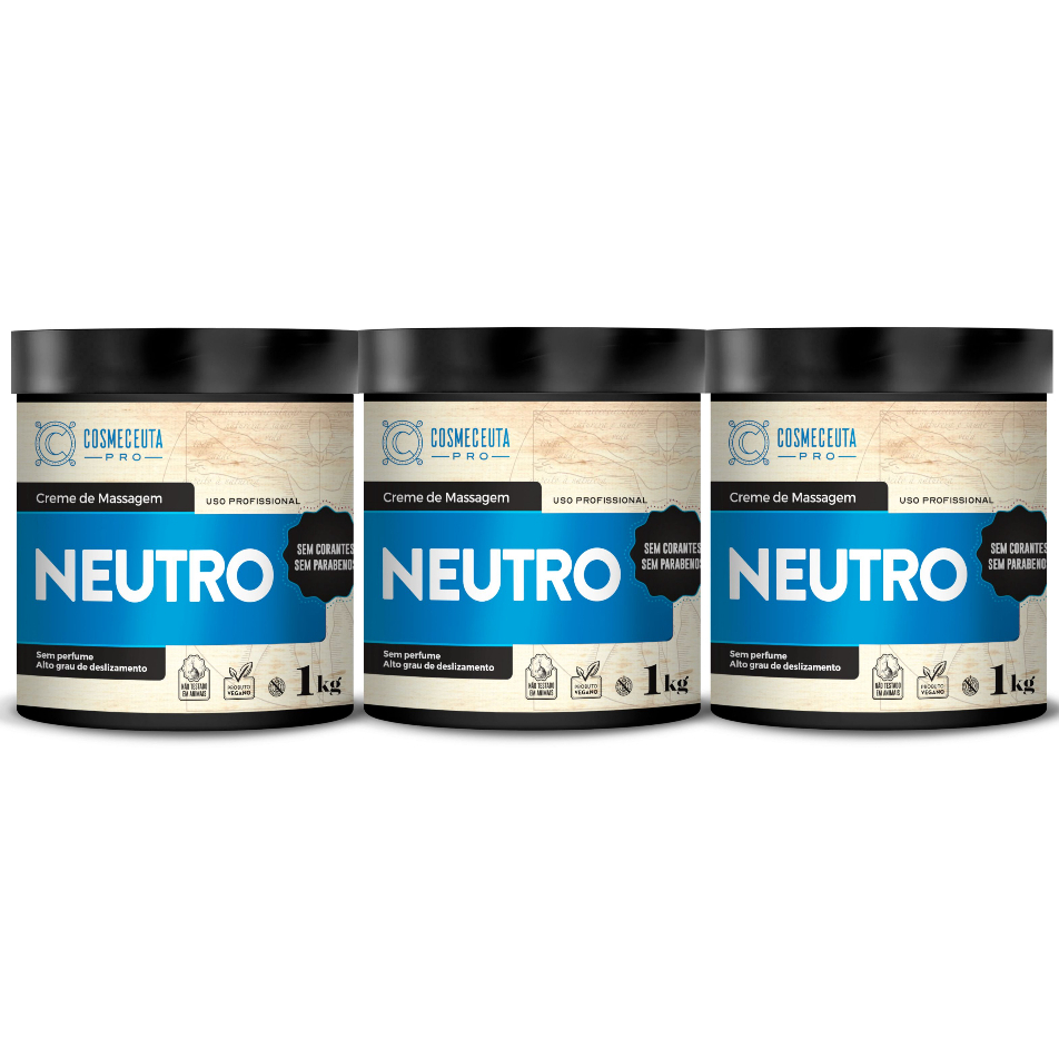 Creme de Massagem Neutro 1kg Cosmeceuta 3 Unidades