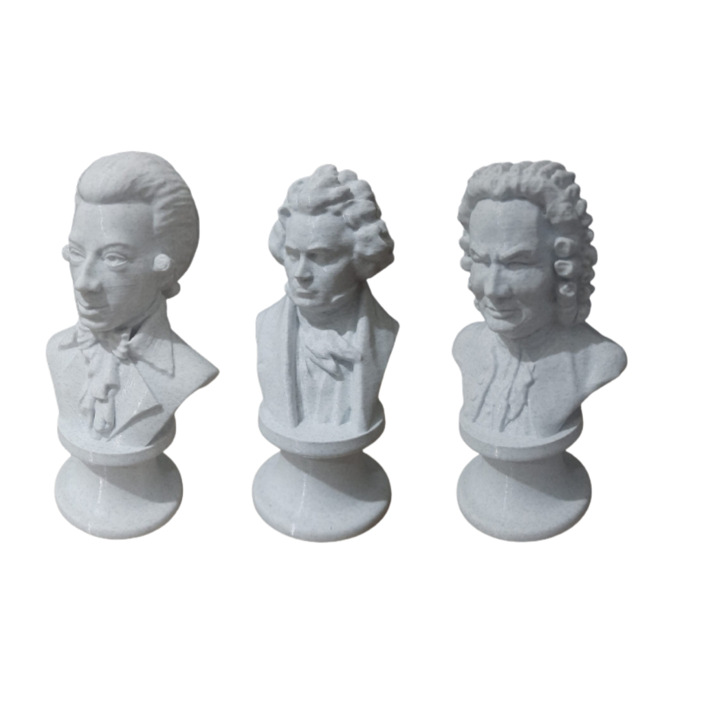 Kit Esculturas Bustos 3 Compositores Clássicos (Beethoven, Mozart e Bach) - Impressão 3D