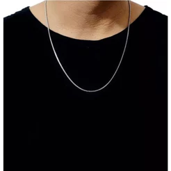 Cordão Masculino Corrente Veneziana Prateada Aço Inoxidável