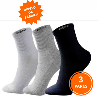 Kit 3 Pares Meias Pitimonster Cano Alto algodão respirável unissex 38 ao 43
