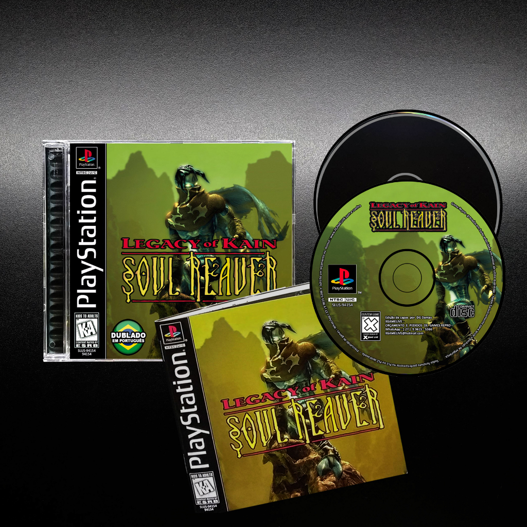 Legacy of Kain -  Soul Reaver + Manual + Midia preta Dublado - Repro Ps1 / Psx / Patch Retro Game Play 1