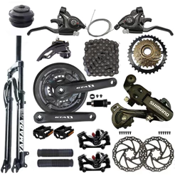 Kit Bike Aro 29 Suspensão Freios Disco Pedivela Catraca Cambio Shimano