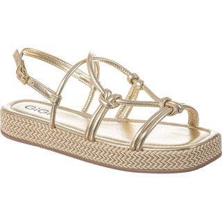 Sandalia Feminina Flatform Rasteira Com Tiras Trançadas Nó Espadrille Confortável Papete Promoção Original Gigil
