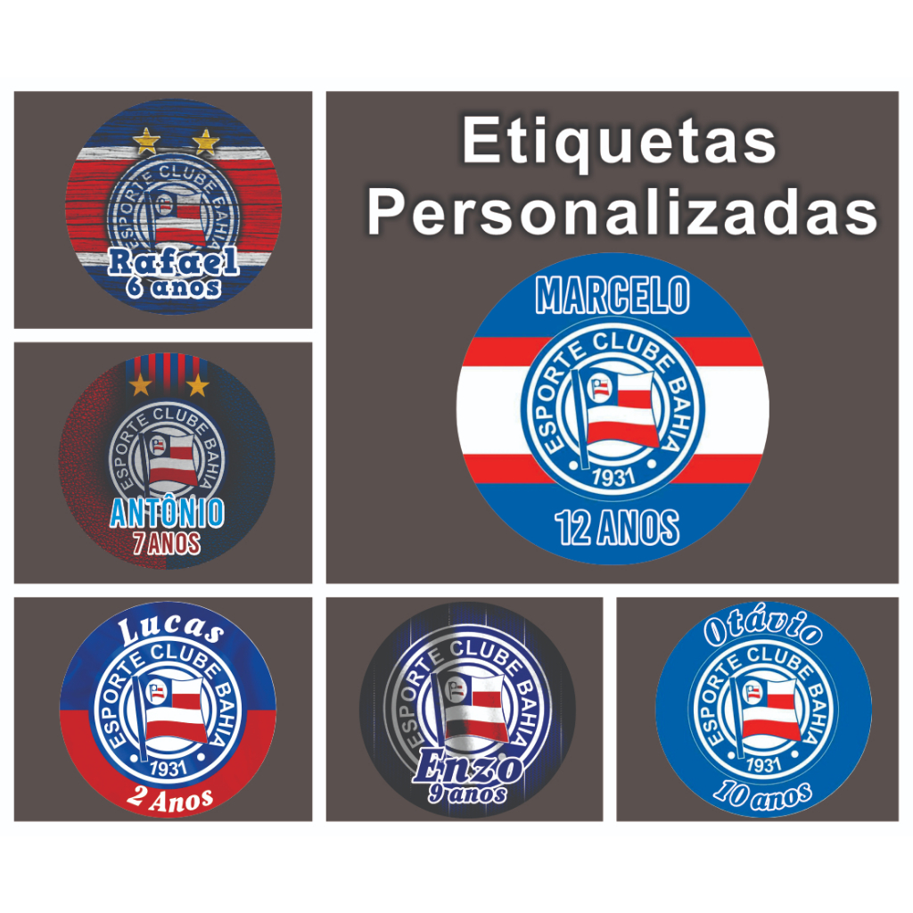 Etiqueta Adesiva Personalizada Ba/hia Para Lembrancinhas e Aniversário 4x4cm 30, 60 ou 120 Unidades