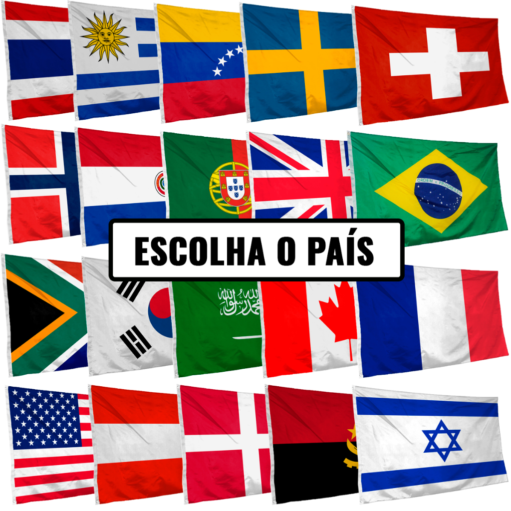 Bandeira Dos Países do Mundo - Nações Do Mundo - Para Escolher Alta Qualidade em Poliéster com Ilhós