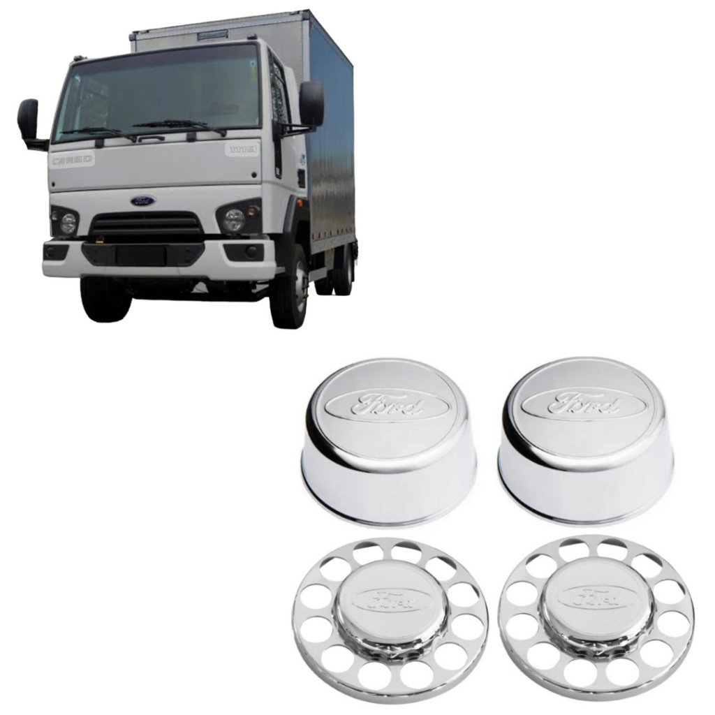 Kit Sobre Tampa Aplique Cubo Cromado Caminhão Ford Cargo 3/4 815 816 712