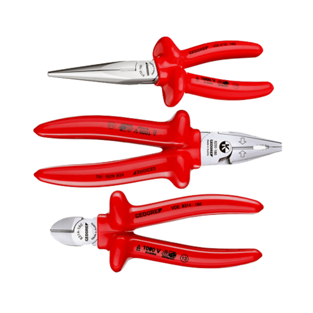 Jogo De 3 Alicates Isolados Universal, de Corte e de Bico reto Gedore VDE S 8003 em Oferta na Shopee