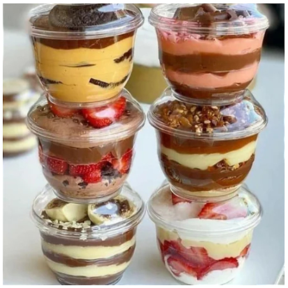 Pote Mix Redondo 180ml Para Doces e Sobremesas Prafesta Pacote 10 Unidades