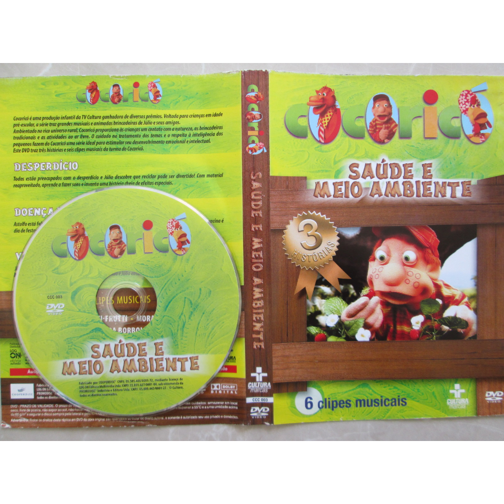 DVD - COCORICÓ / Saúde E Meio Ambiente / 6 Clipes Musicais / Com Estojo Branco / Original
