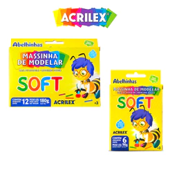 Massinha de Modelar 6 e 12 Cores Soft Abelhinhas - ACRILEX