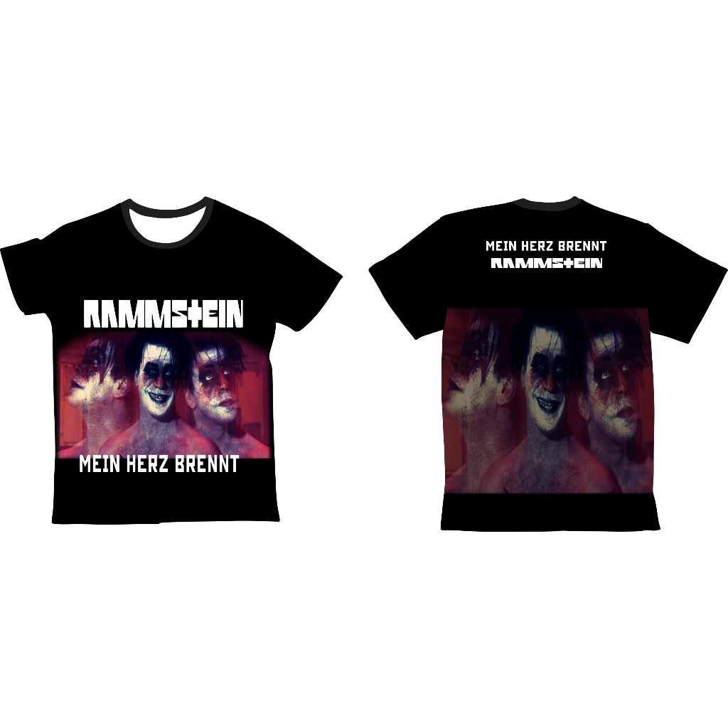 Camiseta Rammstein Mein Herz Brennt Tecido Dry Fit Poliéster
