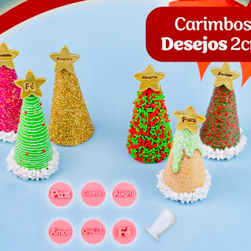KIT CARIMBOS DESEJOS 2 NATAL 2023 para brigadeiros doces Blue star em Oferta na Shopee