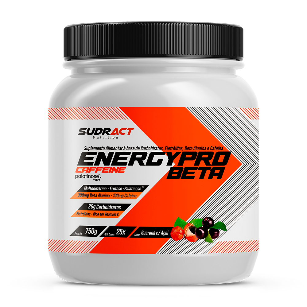 Energy Pro Beta Alanina e Cafeína Pote 750g - Sudract Nutrition - Pré Treino e Intra Treino Antes e/ou Durante