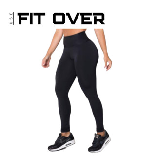 Calça legging preta cós alto - fitness - suplex - academia - cross fit - fit over - zero transparência