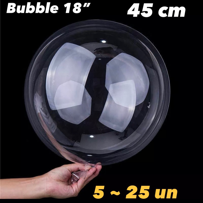 KIT Bubble Balão Transparente Bobo 18" 45 Cm