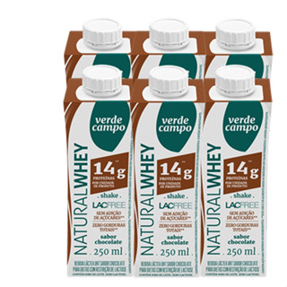 Shake Natural Whey Verde Campo Chocolate 250Ml - Pack C/6Un