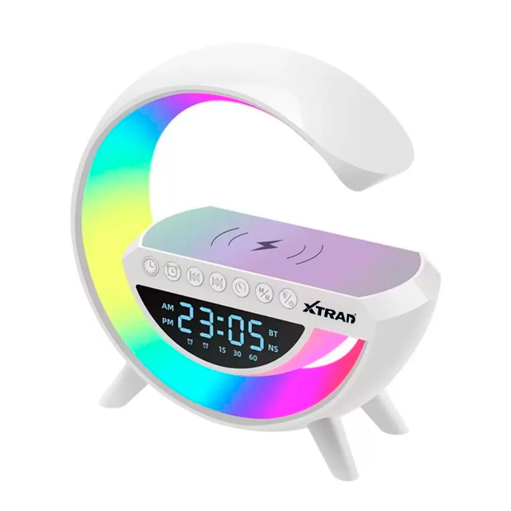 Caixa de som Bluetooth Luminária/Suporte Smart Station RGB Led Luz Inteligente com Carregador por Indução Despertador em Oferta na Shopee