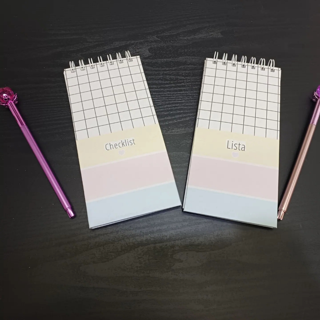Check list/lista/Anotações (100 páginas para anotação - impressão frente e verso) capa flexível plástica