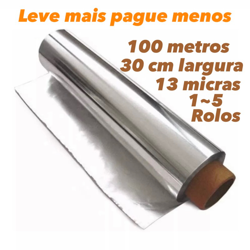 KIT Rolo De Papel Alumínio 30 Cm X 100 Metros  COM SERRILHA em Oferta na Shopee