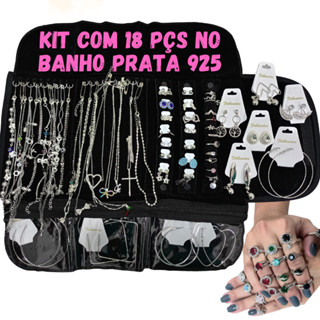 kit de semi joias com 18 peças mais display de brincos com garantia de 1 ano
