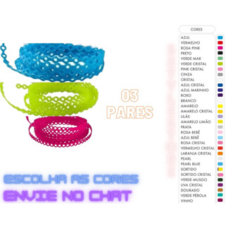 Borrachinha de Aparelho Estético Liga Trançada Corrente Elástica Colorida 06 Tiras (03 Pares)