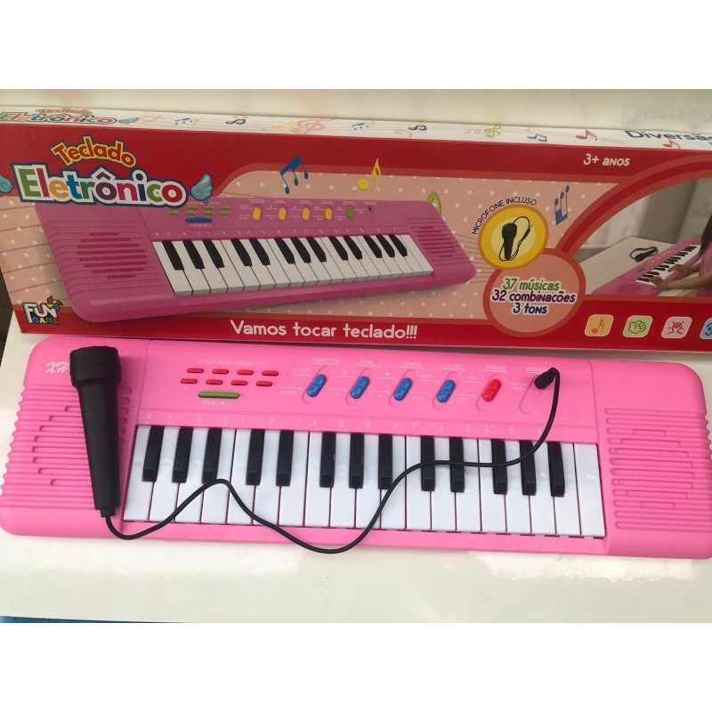 Piano Teclado Brinquedo Interativo Infantil Microfone Educativo Musical