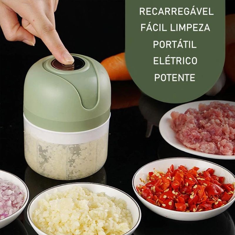 Mini Processador Triturador Sem Fio Elétrico 250ML De Alimentos Para Legumes