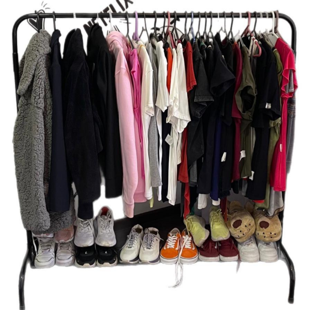 Arara para Roupas com Sapateira - 100% Aço - Suporta 90 Cabides - 135cm Altura