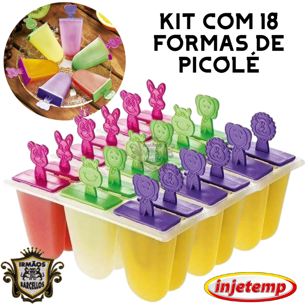 Conjunto De Forma De Picolé Para 18 Picolés Modelo Bicholé - Forma De Plástico Para Picole Caseiro Picoleteira - Utensílios De Cozinha Injetemp