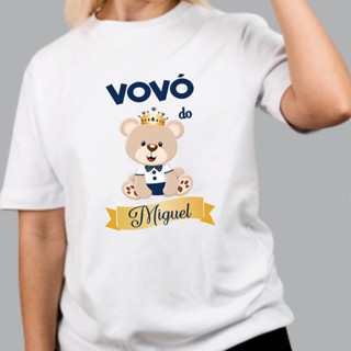 Camiseta Adulto VOVÓ URSINHO PRÍNCIPE Personalizada com nome - Festa Aniversário REALEZA Azul Marinho ZLprin