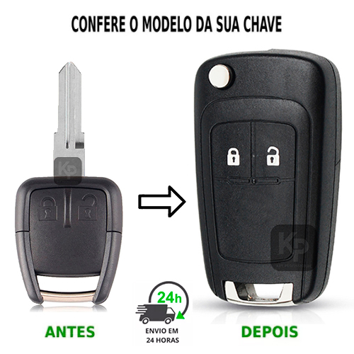 Adaptação Chave Canivete Oco Adaptação Gm Astra Lâmina Esquerda - 2 Botão